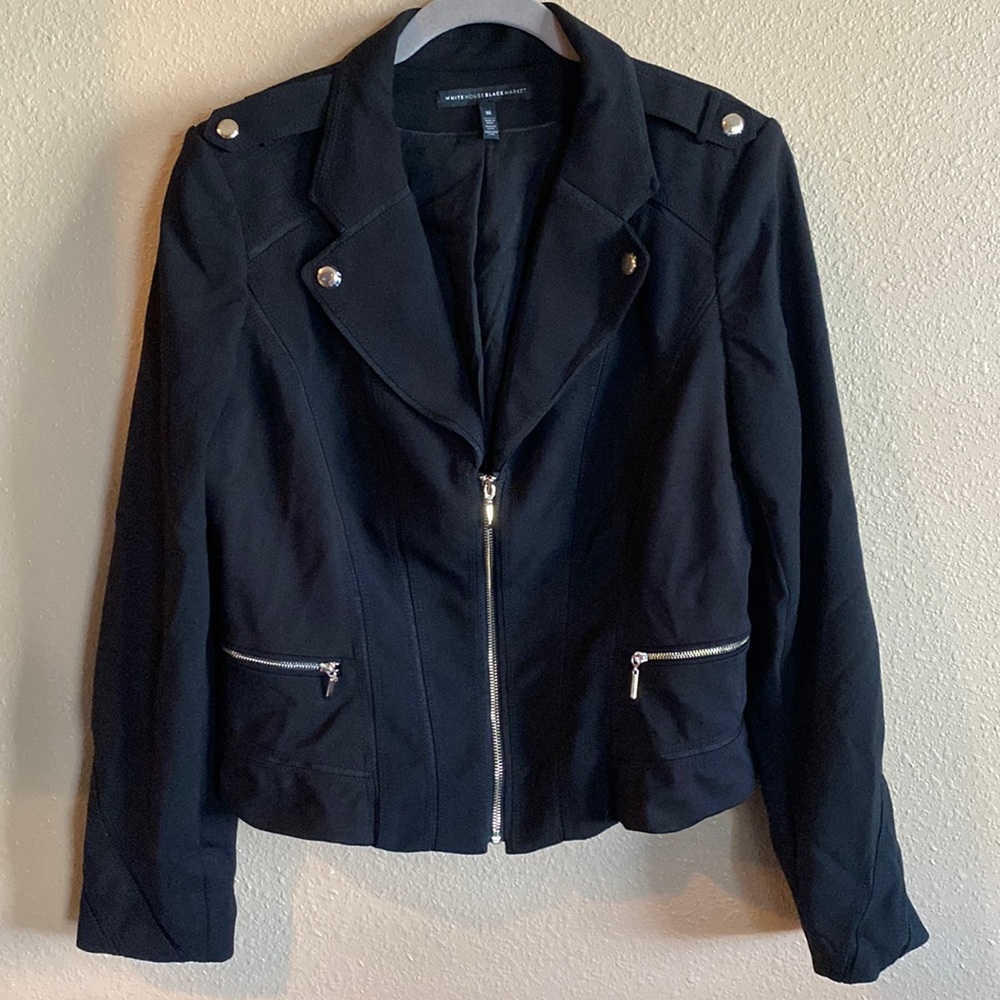 White House Black Market Black Blazer with Silver Accents